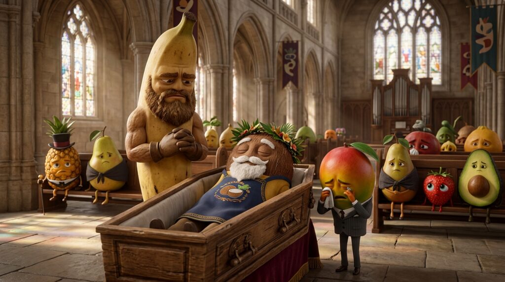 Ilustracion de Duelo en el Frutero: La Emotiva Despedida al Fundador de Coco's Scoop Sacude la Capilla